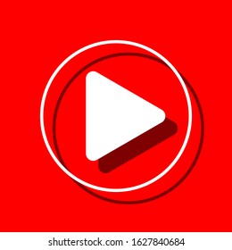 play button red backgorun vector icon
