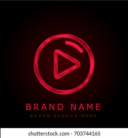 Play button red chromium metallic logo