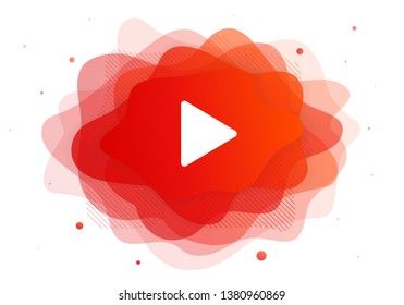 Play Button Red Color Of Abstract Liquid For You Video Blog Channel. Shape Layout Web Tube Element And Screen On Tv. EPS 10 Illustration