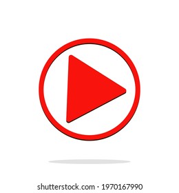 Play button red icon - stock vector
