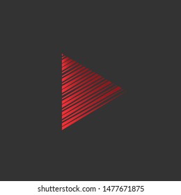 Play button. Red Triangle icon, multimedia button template Vector illustration