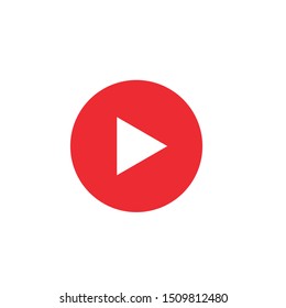 Play button. Red triangle icon, Vector illustration