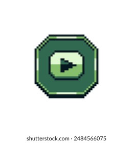 Juega Botón retro vintage 80s pixel art style icon element design para logo móvil App, Web, pegatina. Ilustración vectorial abstracta aislada. Sprite de 8 bits.