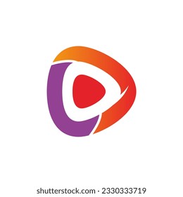 Play button round colored technology logo vector image