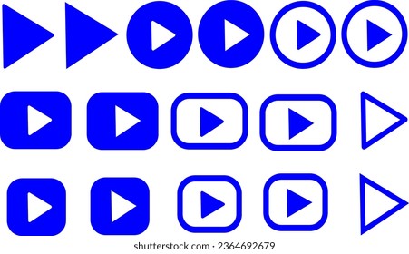 Play button set. Play buttons collection. Replaceable vector design.