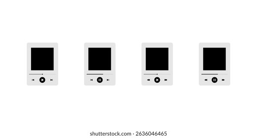 Play button set. Music player button. Audio player control icons. Video start icon set. Vector play button isolated set with timeline.