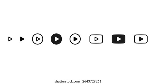 Play button set. Music player button. Audio player control icons. Video start icon set. Vector play button isolated set.