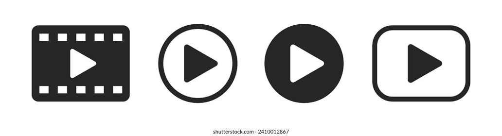 Play button set. Video player symbol. Design play video icon collection.