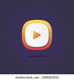 Icono de signo 3D del botón Reproducir. Iconos web, logotipo, botón. Ilustraciones vectoriales 3D. El concepto es para favicon, icono de aplicación, banner web, logotipo
