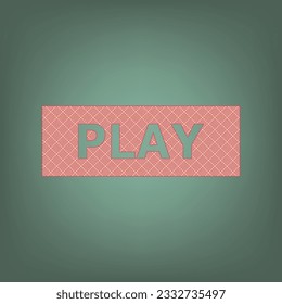 Schild abspielen. Apricot Icon mit Brick Red Parkett-Grafik Muster auf Ebony Hintergrund. Feldgrau. Grün. Illustration.