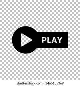 Play button sign. Black icon on transparent background. Illustration.