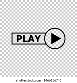 Play button sign. Black icon on transparent background. Illustration.