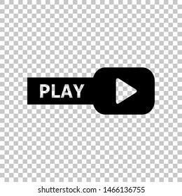 Play button sign. Black icon on transparent background. Illustration.