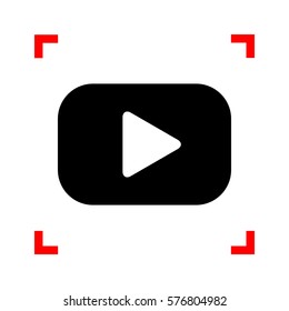 Play button sign. Black icon in focus corners on white background. Isolated.