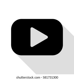 Play button sign. Black icon with flat style shadow path.