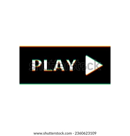 Play button sign. Black Icon with vertical effect of color edge aberration at white background. Illustration.