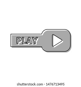 Play button sign. Black line icon with gray shifted flat filled icon on white background. Illustration.
