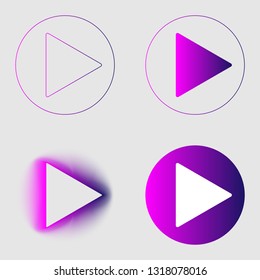Play button sign colorful gradient thin line and blend icons set. Group object flat style on transparent gray background. Eps 10 vector illustration. 