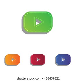 Play button sign. Colorfull applique icons set.