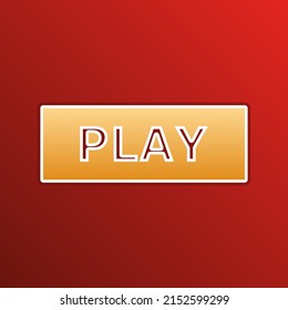 Play button sign. Golden gradient Icon with contours on redish Background. Illustration.