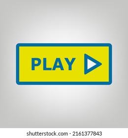 Play button sign. Icon in colors of Ukraine flag (yellow, blue) at gray Background. Illustration.