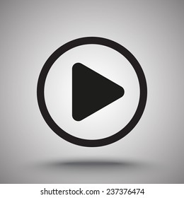 Play button sign icon, vector illustration. Flat design style 