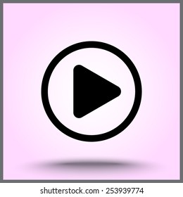 Play button sign icon, vector illustration. Flat design style 