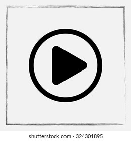 Play button sign icon, vector illustration. Flat design style 