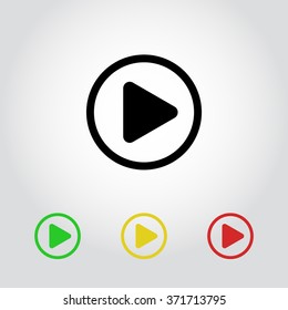 Play button sign icon, vector illustration. Flat design style 