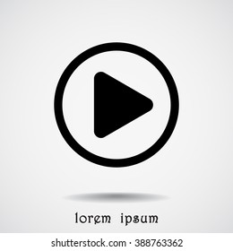Play button sign icon, vector illustration. Flat design style 
