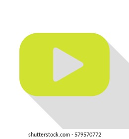 Play button sign. Pear icon with flat style shadow path.