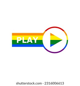 Play button sign. Rainbow gay LGBT rights colored Icon at white Background. Illustration.