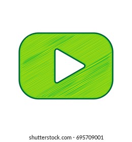 Play button sign. Vector. Lemon scribble icon on white background. Isolated