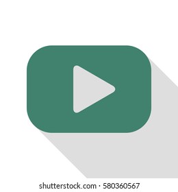 Play button sign. Veridian icon with flat style shadow path.