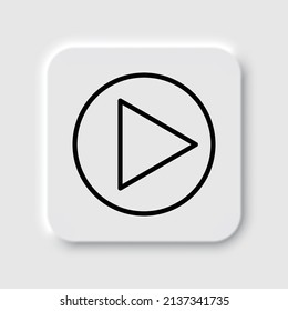 Play button simple icon vector. Flat desing. Neumorphism design.ai