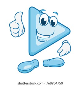 Play button smiling character