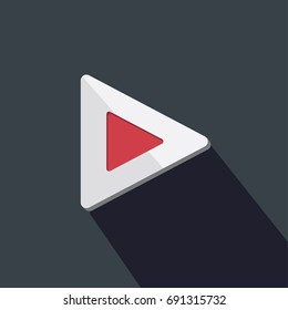 Play button. Sound and music icon. Flat design. Vector illustration.