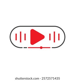 Play button sound waves slider representing audio playback suitable for music websites or podcast cover art designs