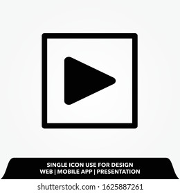 play button square icon. flat style 
