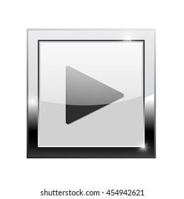 Play button. Square web icon. Vector illustration isolated on white background