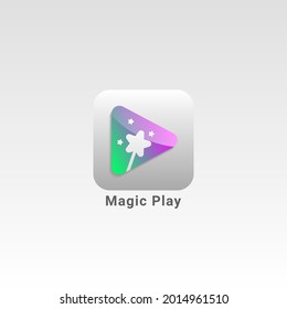 play button and star magic wand with modern trendy color social media apps vector logo design