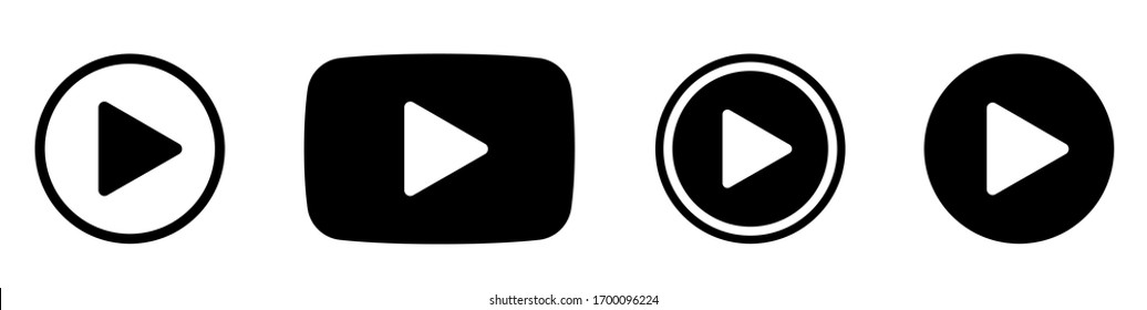 Play button сircle. Start buttons sumbol. Arrow logo. Player button flat style. Video audio player navigate collection. Game begin icon set on white beckground - stock vector.