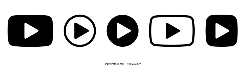 Play button сircle. Start buttons sumbol. Arrow logo. Player button flat style. Video audio player navigate collection. Game begin icon set on white beckground - stock vector.