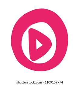 Play button. Sticker for social media content. Vector hand drawn illustration design. Bubble pop art comic style poster, t shirt print, post card, video blog cover