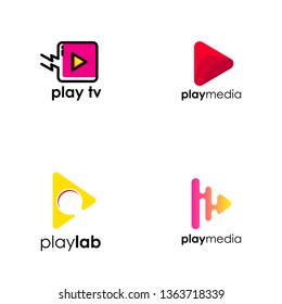 Play Button Symbol Logo Design