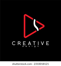 Play button symbol logo design with abstract letter S.