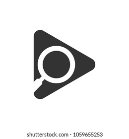 Play button symbol and magnifying glass icon. Logo. vector 10.