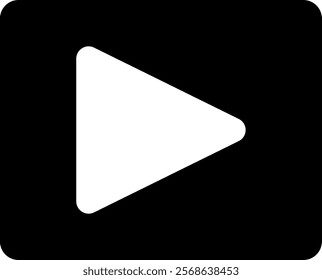 The play button symbol is a universal icon representing media playback. It's used to start audio, video, and interactive media content