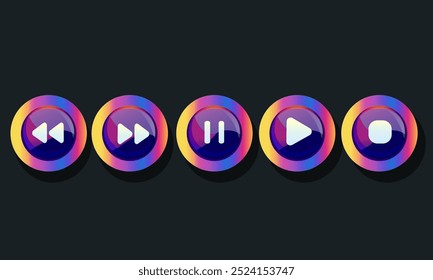 Play button template design and glyph for social media, vector