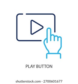 Ícones de linha fina do botão Reproduzir. Ilustração vetorial original.